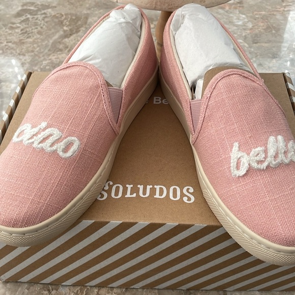NEW! Soludos Ciao Bella Slip On Sneaker Size 5.5- Dusty Rose and Light Tan - Picture 4 of 13